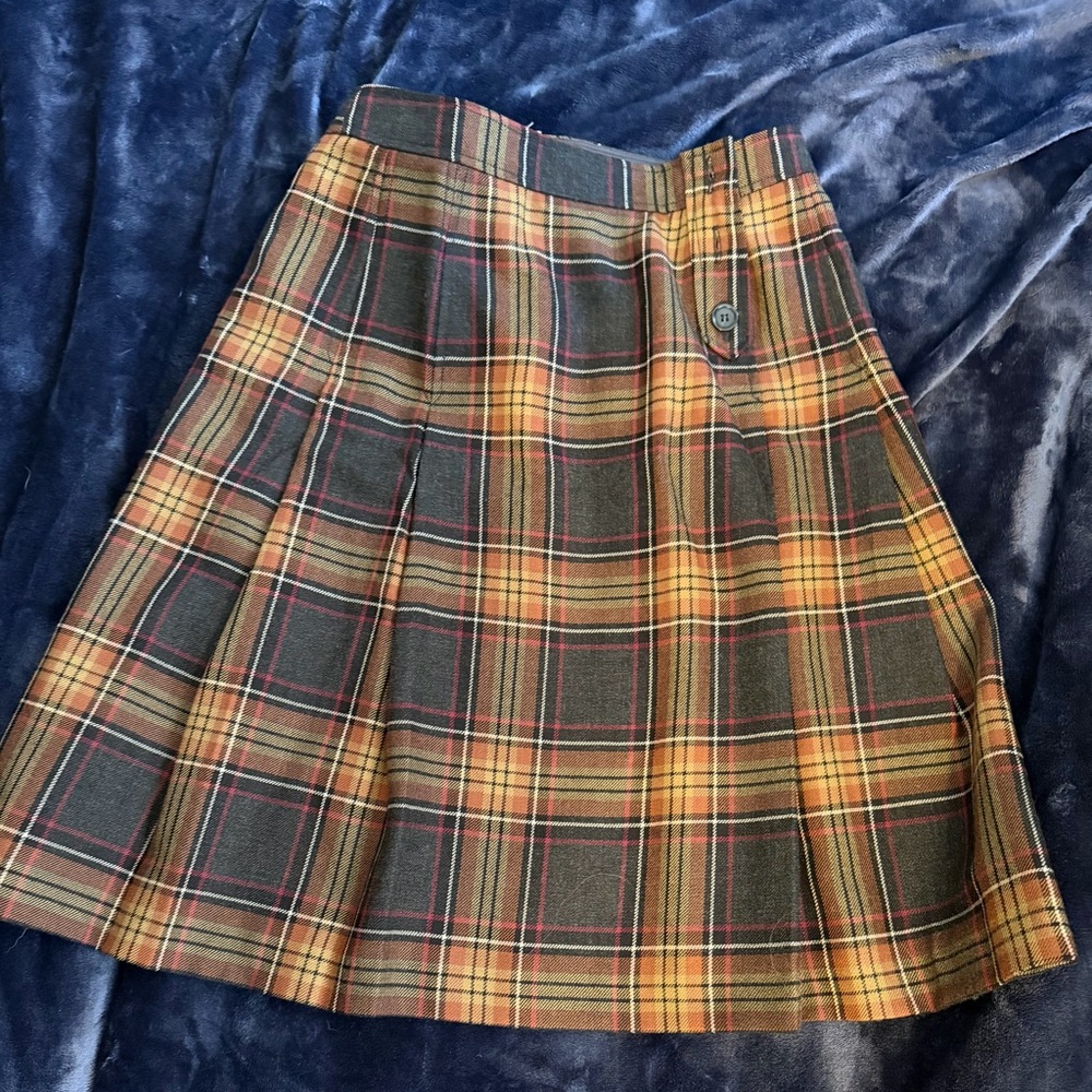 Plaid Pleated Mini Skirt in Mustard and Black
